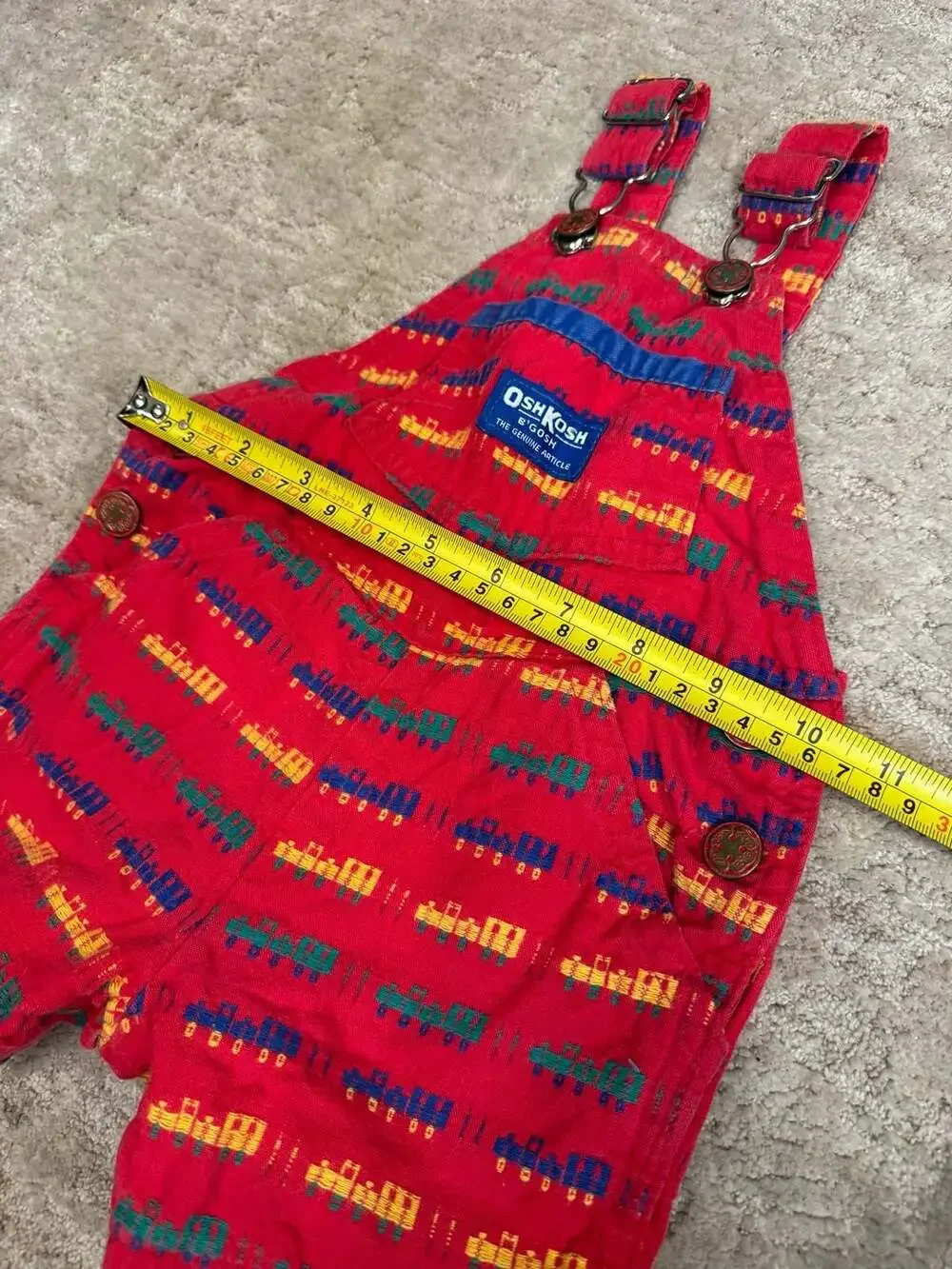 Vintage OshKosh B'gosh Vestbak Shortalls with All-Over Train Print